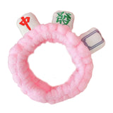 Maxbell Mahjong Makeup SPA Headband Soft Flannel Plush for Face Wash Women Pink