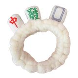 Maxbell Mahjong Makeup SPA Headband Soft Flannel Plush for Face Wash Women White