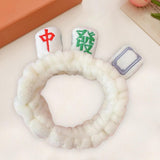 Maxbell Mahjong Makeup SPA Headband Soft Flannel Plush for Face Wash Women White