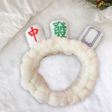 Maxbell Mahjong Makeup SPA Headband Soft Flannel Plush for Face Wash Women White