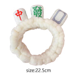 Maxbell Mahjong Makeup SPA Headband Soft Flannel Plush for Face Wash Women White