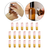 Maxbell 20 Pieces Empty Amber Glass Roller Ball Bottles Vials travel Size 3ml