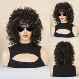 Maxbell Lady Short Curly Wig Wavy 33cm Synthetic Fiber for Dating Work Wedding Black Brown