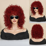 Maxbell Lady Short Curly Wig Wavy 33cm Synthetic Fiber for Dating Work Wedding Red Brown