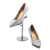 Maxbell Shoe Display Stand Rack Shelf for High Heels Countertop Clothing Store Brushed Argent