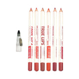 Maxbell 6 Pieces Lip Liner Pencil Smooth Application Water Resistant for Girls Style A