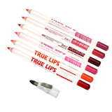 Maxbell 6 Pieces Lip Liner Pencil Smooth Application Water Resistant for Girls Style B