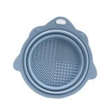 Maxbell Silicone Makeup Brush Cleaning Mats Scrubber Compact for Cleaner blue