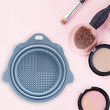 Maxbell Silicone Makeup Brush Cleaning Mats Scrubber Compact for Cleaner blue