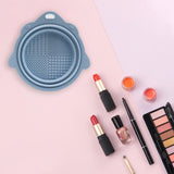 Maxbell Silicone Makeup Brush Cleaning Mats Scrubber Compact for Cleaner blue
