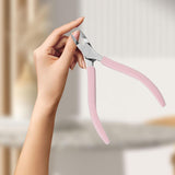 Maxbell Stainless Steel Cuticle Cutter Scissors Anti Slip Silicone Handle Salon Pink