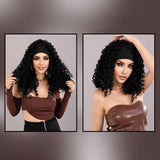 Maxbell Lady Afro curly Wig Elegant Medium for Work Photography Daily Wear 55-58cm