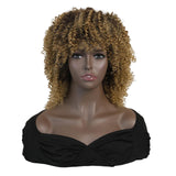 Maxbell Afro Curly Wigs Heat Resistant Full Wigs with Bangs for Daily Wedding Work Aureate