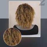 Maxbell Afro Curly Wigs Heat Resistant Full Wigs with Bangs for Daily Wedding Work Aureate