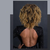 Maxbell Afro Curly Wigs Heat Resistant Full Wigs with Bangs for Daily Wedding Work Aureate