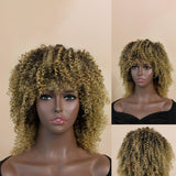 Maxbell Afro Curly Wigs Heat Resistant Full Wigs with Bangs for Daily Wedding Work Aureate