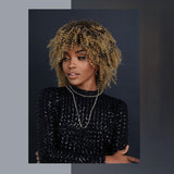 Maxbell Afro Curly Wigs Heat Resistant Full Wigs with Bangs for Daily Wedding Work Aureate