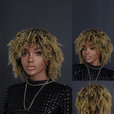 Maxbell Afro Curly Wigs Heat Resistant Full Wigs with Bangs for Daily Wedding Work Aureate