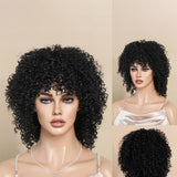Maxbell Afro Curly Wigs Heat Resistant Full Wigs with Bangs for Daily Wedding Work Black