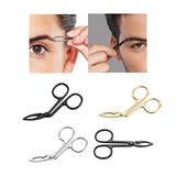 Maxbell Eyebrow Tweezers Scissors Handle Comfortable Grip Flat Tip Tweezers Trimming Black