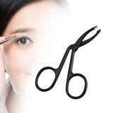 Maxbell Eyebrow Tweezers Scissors Handle Comfortable Grip Flat Tip Tweezers Trimming Black