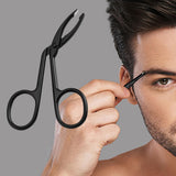 Maxbell Eyebrow Tweezers Scissors Handle Comfortable Grip Flat Tip Tweezers Trimming Black