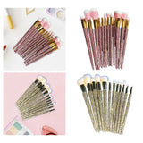 Maxbell 12 Pieces Makeup Brushes Set Diamond-Studded Loose Brush Gifts for Mom Pink