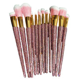Maxbell 12 Pieces Makeup Brushes Set Diamond-Studded Loose Brush Gifts for Mom Pink