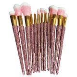 Maxbell 12 Pieces Makeup Brushes Set Diamond-Studded Loose Brush Gifts for Mom Pink