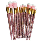 Maxbell 12 Pieces Makeup Brushes Set Diamond-Studded Loose Brush Gifts for Mom Pink