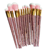 Maxbell 12 Pieces Makeup Brushes Set Diamond-Studded Loose Brush Gifts for Mom Pink