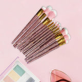 Maxbell 12 Pieces Makeup Brushes Set Diamond-Studded Loose Brush Gifts for Mom Pink