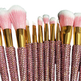 Maxbell 12 Pieces Makeup Brushes Set Diamond-Studded Loose Brush Gifts for Mom Pink