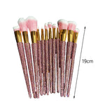 Maxbell 12 Pieces Makeup Brushes Set Diamond-Studded Loose Brush Gifts for Mom Pink