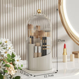 Maxbell Makeup Brush Holder with Lid Clear Lipstick Eyebrow Pencil Holder for Vanity Clear White White