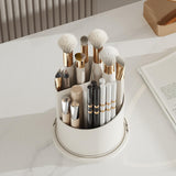 Maxbell Makeup Brush Holder with Lid Clear Lipstick Eyebrow Pencil Holder for Vanity Clear White White