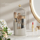 Maxbell Makeup Brush Holder with Lid Clear Lipstick Eyebrow Pencil Holder for Vanity Clear White White