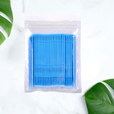 Maxbell 100 Pieces Micro Applicator Brushes for Eyelashes Mascara Makeup Application Blue Large