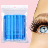 Maxbell 100 Pieces Micro Applicator Brushes for Eyelashes Mascara Makeup Application Blue Large