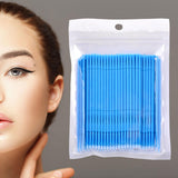 Maxbell 100 Pieces Micro Applicator Brushes for Eyelashes Mascara Makeup Application Blue Large