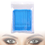 Maxbell 100 Pieces Micro Applicator Brushes for Eyelashes Mascara Makeup Application Blue Large