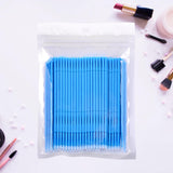 Maxbell 100 Pieces Micro Applicator Brushes for Eyelashes Mascara Makeup Application Blue Large