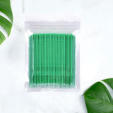 Maxbell 100 Pieces Micro Applicator Brushes for Eyelashes Mascara Makeup Application Green Medium