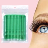 Maxbell 100 Pieces Micro Applicator Brushes for Eyelashes Mascara Makeup Application Green Medium