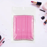 Maxbell 100 Pieces Micro Applicator Brushes for Eyelashes Mascara Makeup Application Pink Medium