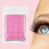 Maxbell 100 Pieces Micro Applicator Brushes for Eyelashes Mascara Makeup Application Pink Medium