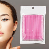 Maxbell 100 Pieces Micro Applicator Brushes for Eyelashes Mascara Makeup Application Pink Medium