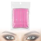 Maxbell 100 Pieces Micro Applicator Brushes for Eyelashes Mascara Makeup Application Pink Medium