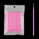 Maxbell 100 Pieces Micro Applicator Brushes for Eyelashes Mascara Makeup Application Pink Medium