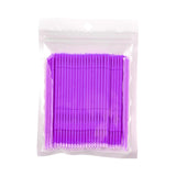 Maxbell 100 Pieces Micro Applicator Brushes for Eyelashes Mascara Makeup Application Purple Small